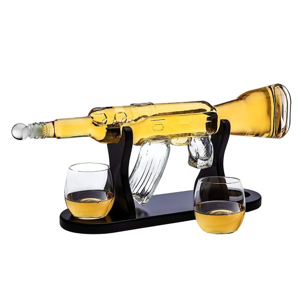 Rifle Gun Whiskey Decanter with 2 Whiskey Glasses Set - for Liquor, Scotch, Bourbon Vodka
