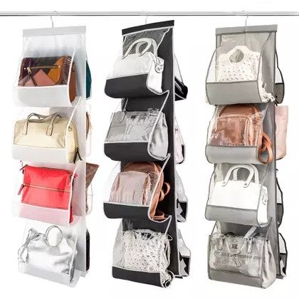 Hanging Handbag Organizer with 8 Easy-Access Transparent Pockets