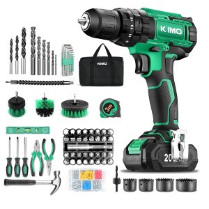 KIMO Cordless Drill Driver Set, 20V Drill Driver with w/Li-ion Battery/Charger, 68PCS Accessories