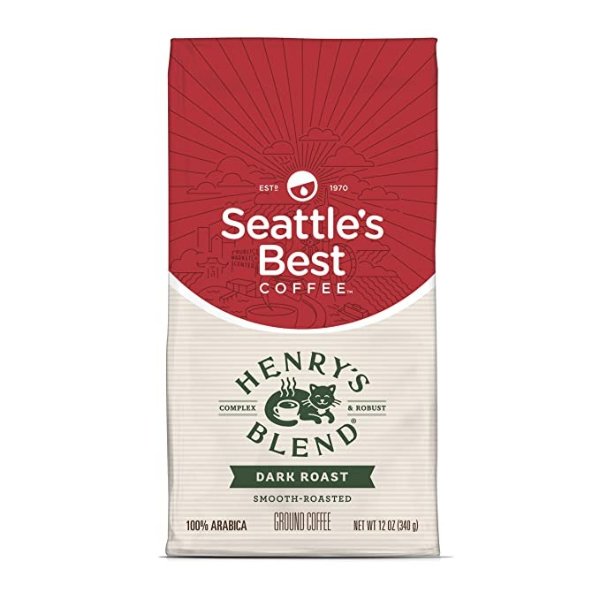 Henry's Blend Dark Roast Ground Coffee, 12 Ounce (Pack of 1)
