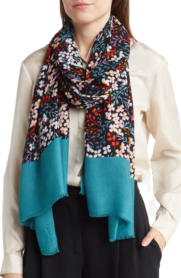 multi floral oblong scarf