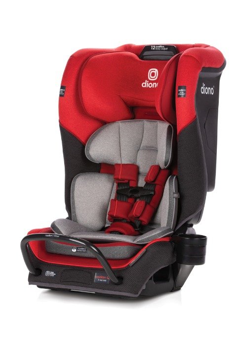 Radian 3QXT 4-in-1 Rear and Forward Facing Convertible Car Seat, Safe Plus Engineering, 4 Stage Infant Protection, 10 Years 1 Car Seat, Slim Fit 3 Across, Red Cherry