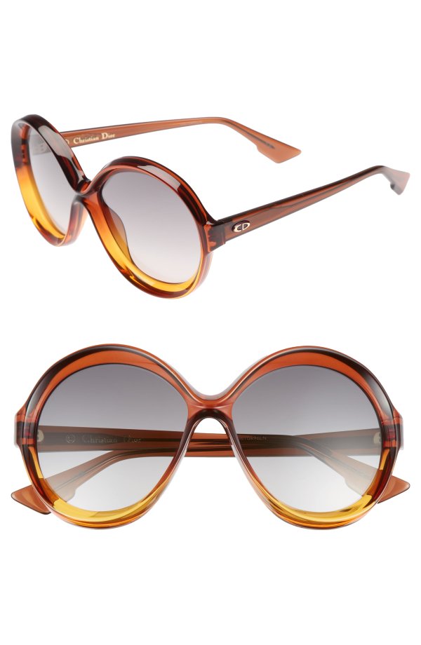 58mm Diorbianca Round Sunglasses Sunglasses
