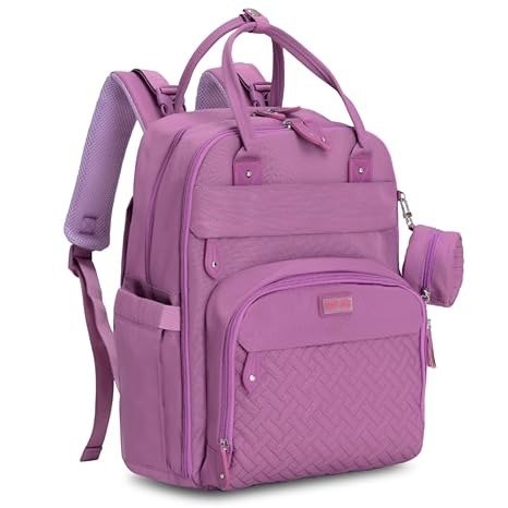 Diaper Bag Backpack - Baby Essentials Travel Tote - Multi function Waterproof Diaper Bag, Travel Essentials Baby Bag with Changing Pad, Stroller Straps & Pacifier Case - Unisex, Purple