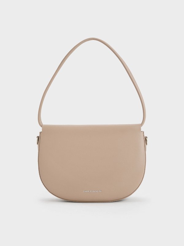Elora Curved Top Handle Bag - Taupe