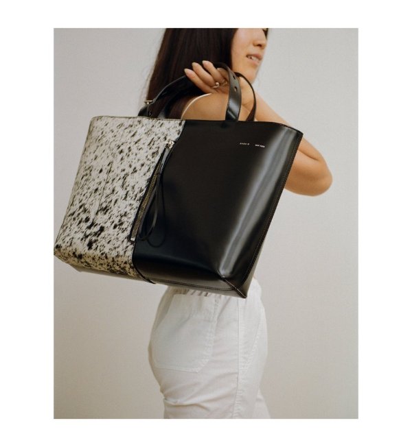 SPECKLED CALF HAIR PANEL TOTE
