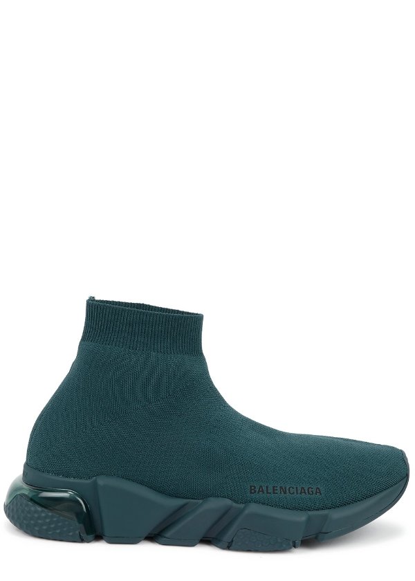 Speed teal stretch-knit sneakers