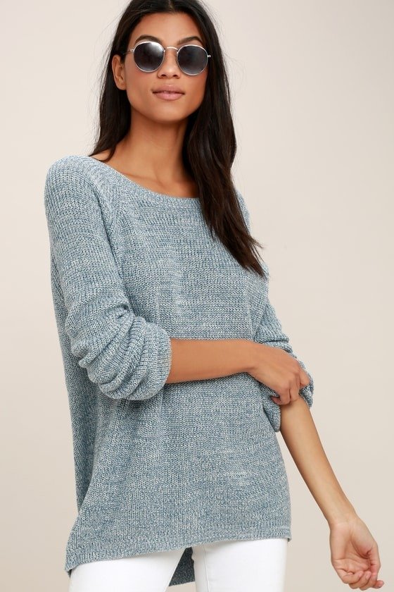 Pursuit of Happiness Heather Blue Backless Sweater