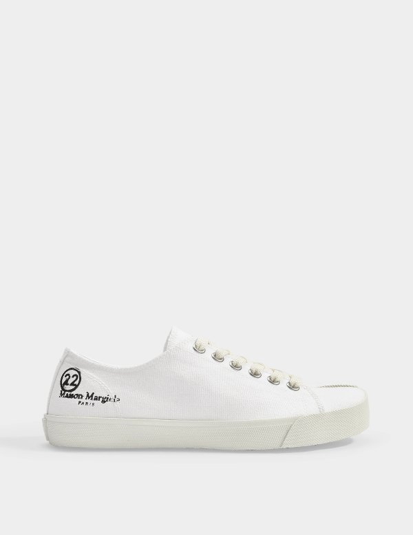 Tabi Low Top Sneakers in White Canvas