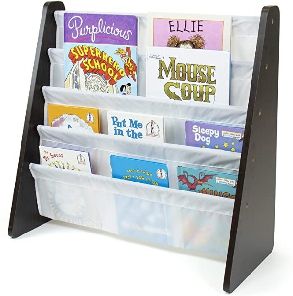 Kids Book Rack Storage Bookshelf, Espresso/White (Espresso Collection)