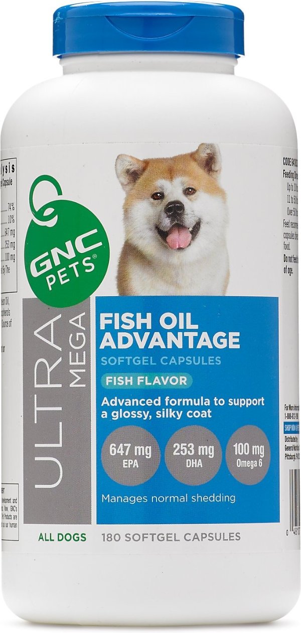 Ultra Mega Fish Oil Advantage Fish Flavor Softgel Capsules Dog Supplement, 180 count - Chewy.com