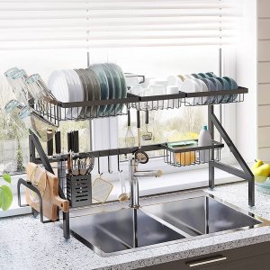 SONGMICS 厨房水槽可拓展碗碟沥水收纳架