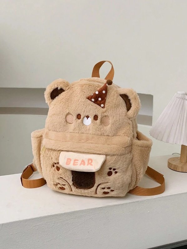 Cute Plush Teddy Bear Backpack For Children, Sweet And Lovely Shoulder Bag, Suitable For Elementary And Junior High School Students, Fashionable