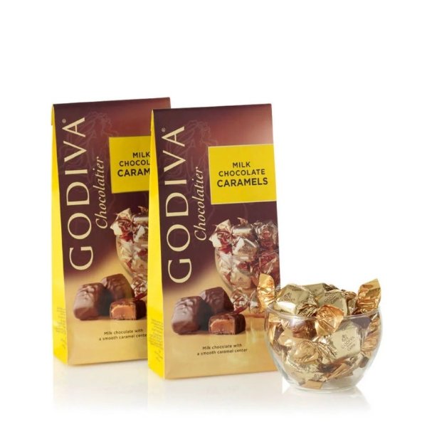 Wrapped Milk Chocolate Caramels, Large Bags, Set of 2, 19 pc. each | GODIVA