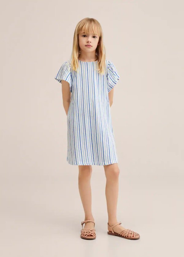 Striped cotton dress - Girls | MANGO OUTLET USA