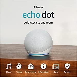 All-New Echo Dot (5th Gen, 2022 release) | Bigger vibrant sound in a compact smart speaker with Alexa | Glacier White