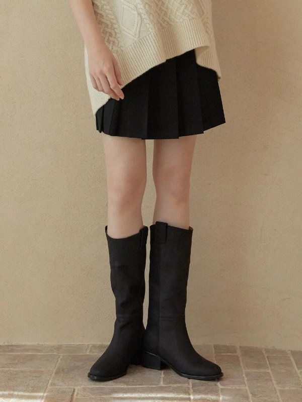 Mouth long boots - black
