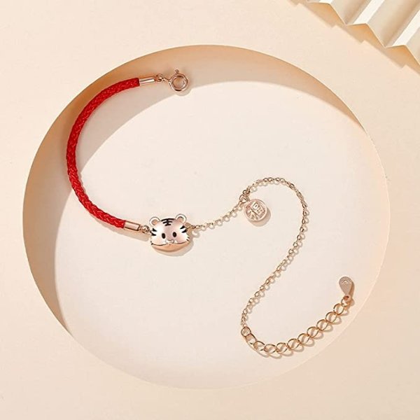 925 Sterling Silver Lucky Tiger Charm Bracelet for Women Girls Adjustable Red String Bracelet New Year Birthday Jewelry Gift