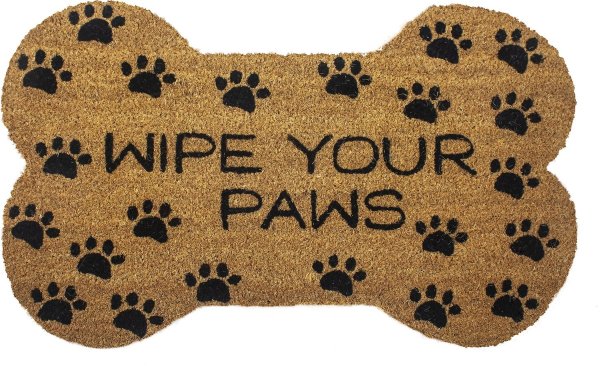 Entryways "Wipe Your Paws" Bone Shape Doormat, 18x30 - Chewy.com