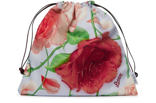 Roses printed pouch with drawstrings