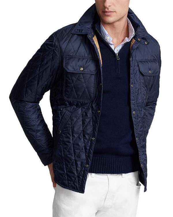 Water Repellent Diamond Quilted Shirt Jacket