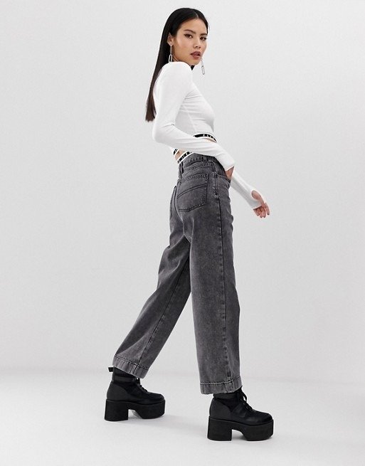 x007 wide leg jean in washed black | ASOS