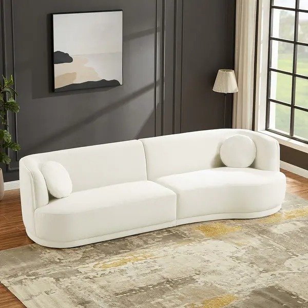 Palar Japandi Style Luxury Modern Boucle Fabric Curved Sofa