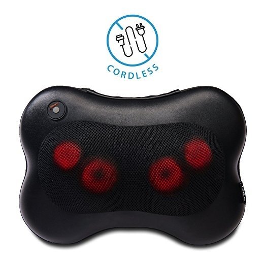 LiBa Cordless Shiatsu Neck Shoulder Back Massager Pillow with Heat - Rechargeable Use Unplugged, Portable Full Body Massage Relieve Pain Sore Muscles