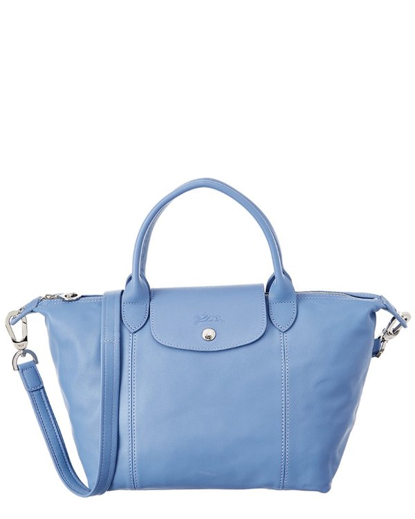 Le Pliage Cuir Small Leather Short Handle Tote