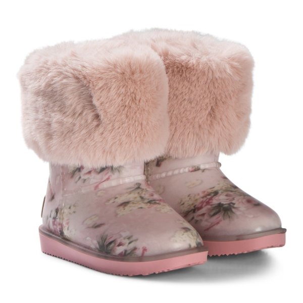 Pink Floral and Faux Fur Wellies | AlexandAlexa