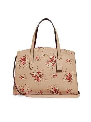 Charlie Floral-Print Leather Carryall