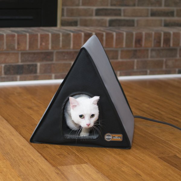 Heated A-Frame Cat House, Gray/Black - Chewy.com