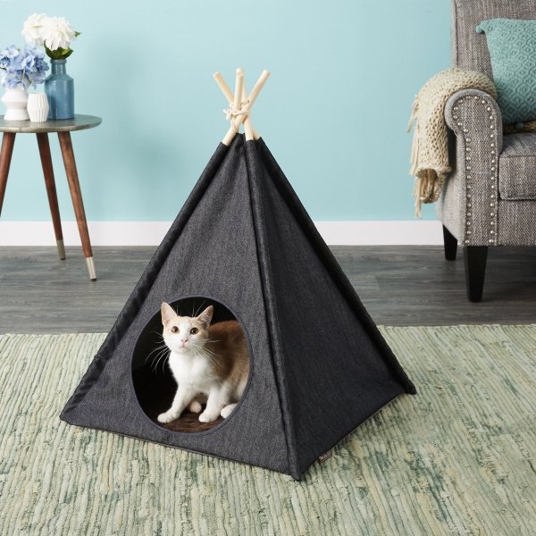P.L.A.Y. Pet Lifestyle and You Teepee Tent Covered Cat & Dog Bed, Urban Denim - Chewy.com