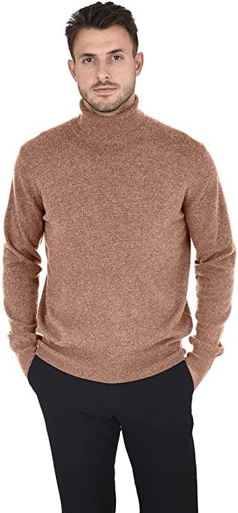 Men's Essential Knit Turtleneck Sweater Cashmere Wool Long Sleeve Roll Neck Pullover