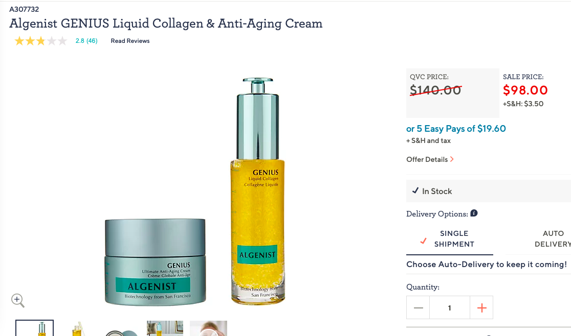 Algenist GENIUS Liquid Collagen & Anti-Aging Cream护肤套装