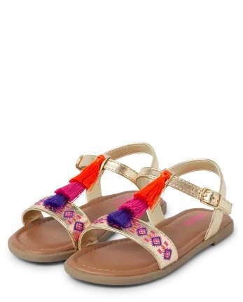 Girls Embroidered Tassel Sandals - Island Spice | Gymboree - SOFT GOLD