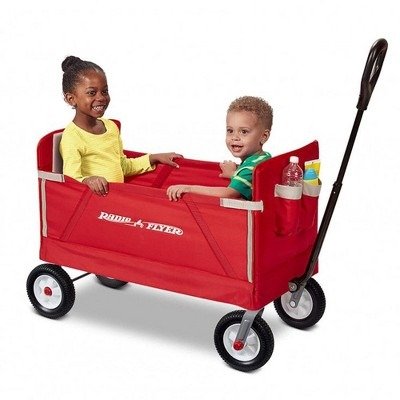 Radio Flyer All Terrain 3-in-1 Off Road EZ Fold Wagon for Kids and Cargo, Red