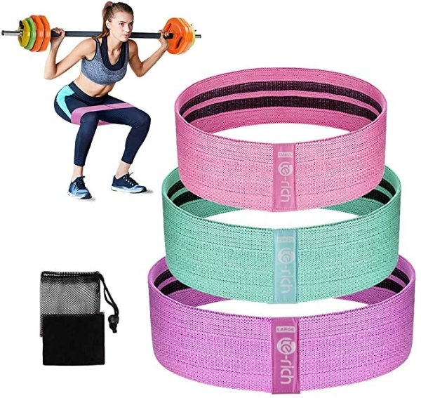 Fabric Resistance Loop Exercise Bands, Cloth Booty Training Bands, Heavy/Non-Slip/Thick Wide Fitness Elastic Circle Band for Legs and Butt/Squat/Glute/Hip/Thigh, Gym Workout Band for Women/Men