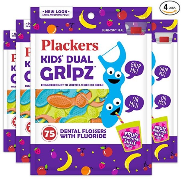 Kids Dental Floss Picks, 75 Count (Pack of 4)