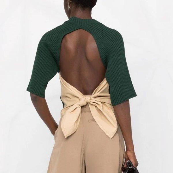 short-sleeve ribbed-knit top
