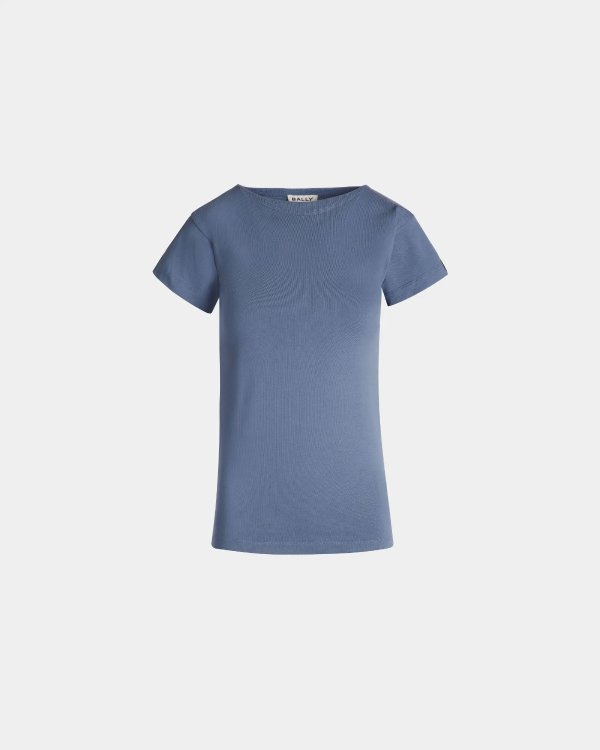 T-Shirt in Light Blue Cotton