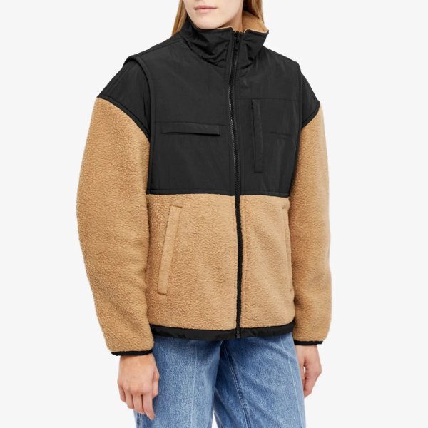Alexander Wang Oversized Fleece JacketCamel & Black