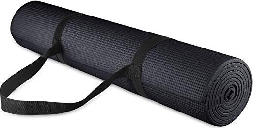 GoYoga All Purpose High Density Non-Slip Exercise Yoga Mat with Carrying Strap