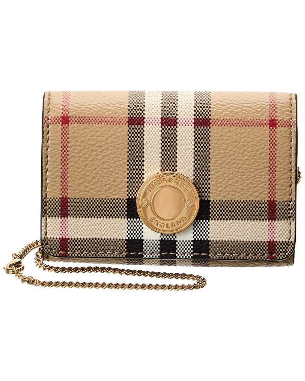 Vintage Check E-Canvas Wallet On Chain