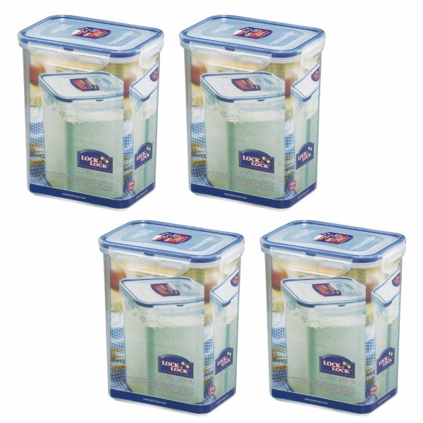 Lock & Lock Easy Essentials Pantry 7.6-Cup Rectangular Food Storage Container, Set of 4