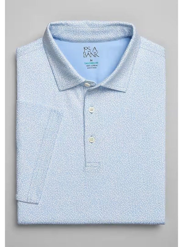 Jos. A. Bank Tailored Fit Micro Flower Print Polo - Big & Tall CLEARANCE - All Clearance | Jos A Bank