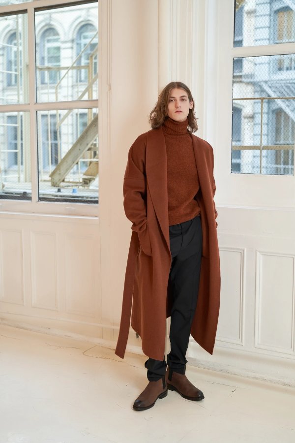 QUAINT MEN FW 2020 DREW Cashmere-Wool Blend Robe Coat