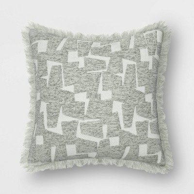 Geometric Patterned Cut Velvet Cotton Blend Square Throw Pillow - Threshold™