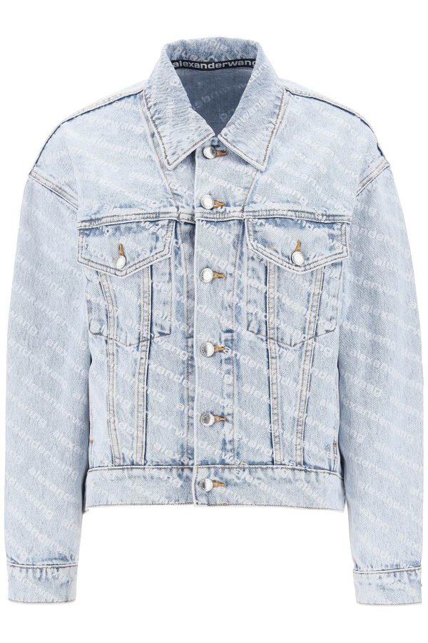 Denim jacket with logo lettering all.over Alexander Wang