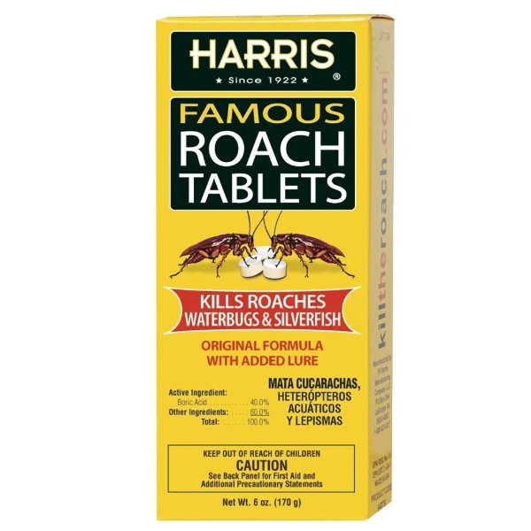 Harris Roach Tablets, Boric Acid Roach Killer with Lure, Alternative to Bait Traps (6oz, 145 Tablets)